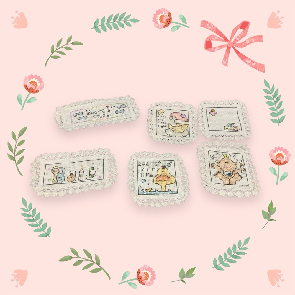 Handmade Cross Stitched Baby Milestone Cards
